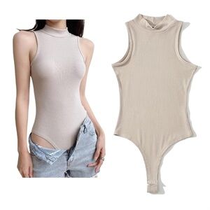 Good American Tan Sleeveless Bodysuit